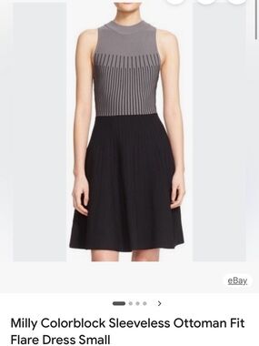 Milly fit & flare dress epitome of desk to dinner. Gray and Black Knit